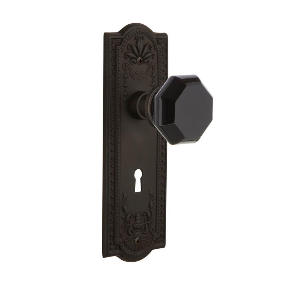 Nostalgic Warehouse Meadows Plate with Keyhole Privacy Waldorf Black Door Knob in Oil-Rubbed Bronz