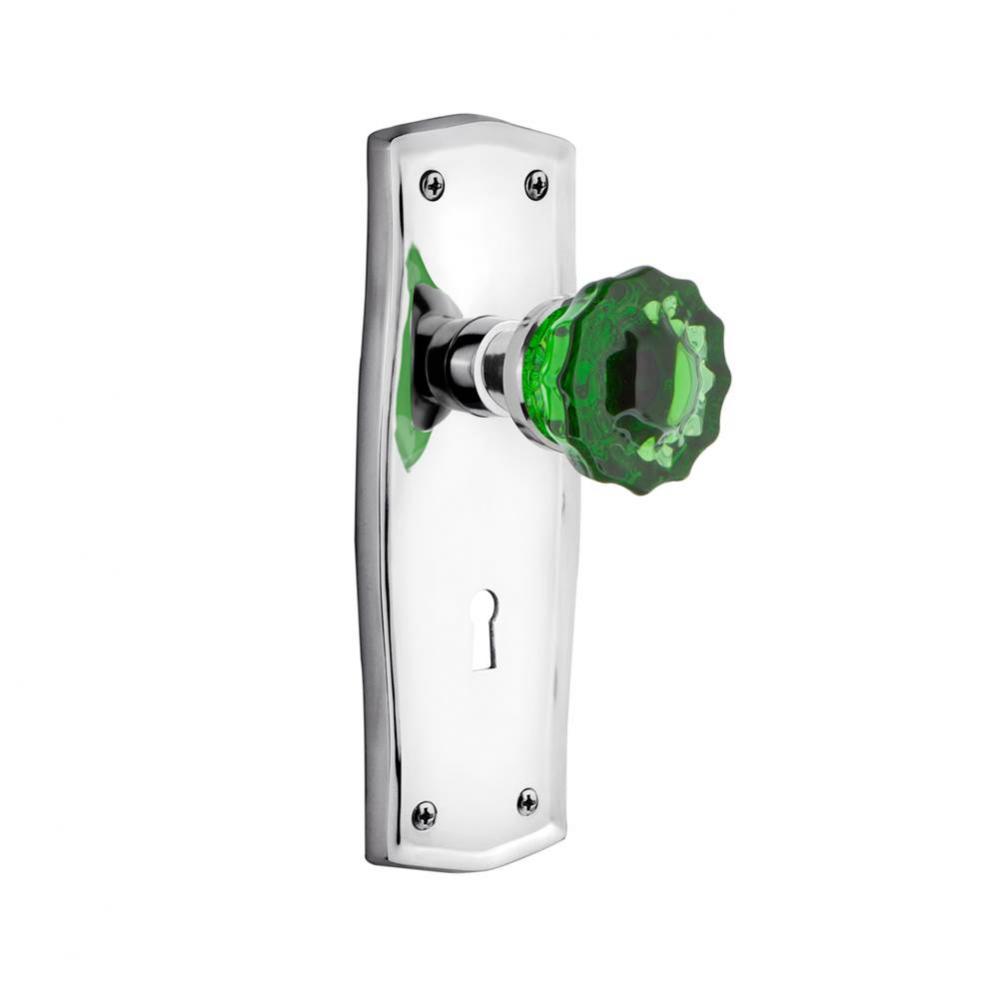 Nostalgic Warehouse Prairie Plate with Keyhole Privacy Crystal Emerald Glass Door Knob in Bright C