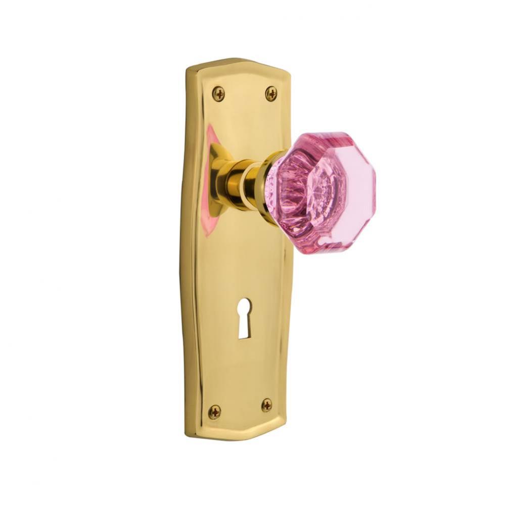 Nostalgic Warehouse Prairie Plate with Keyhole Privacy Waldorf Pink Door Knob in Unlaquered Brass