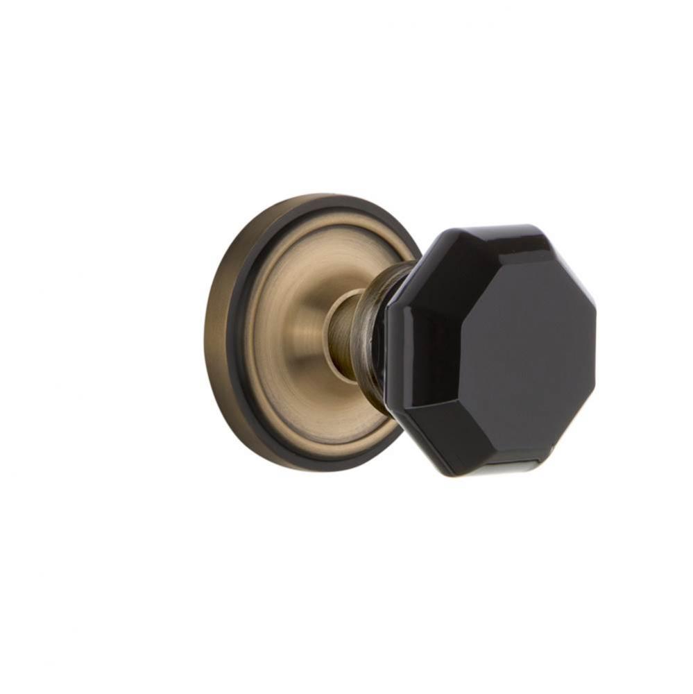 Nostalgic Warehouse Classic Rosette Interior Mortise Waldorf Black Door Knob in Antique Brass