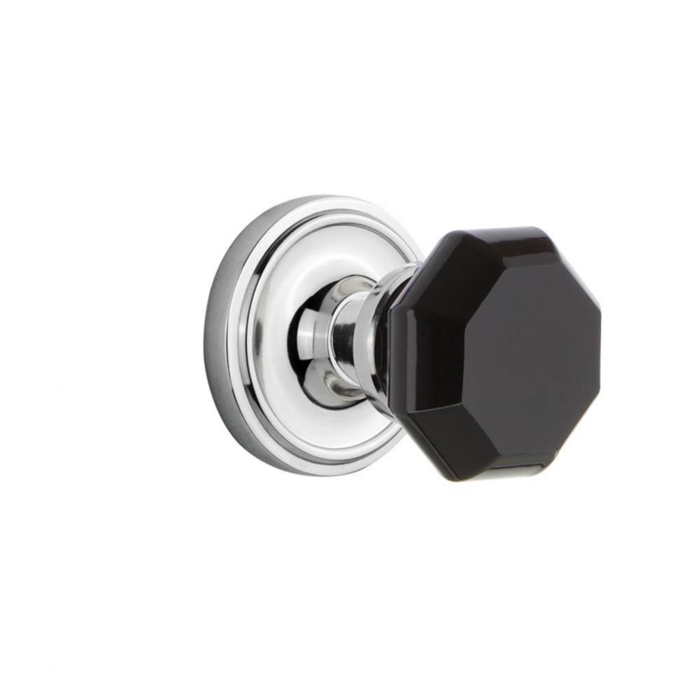 Nostalgic Warehouse Classic Rosette Interior Mortise Waldorf Black Door Knob in Bright Chrome