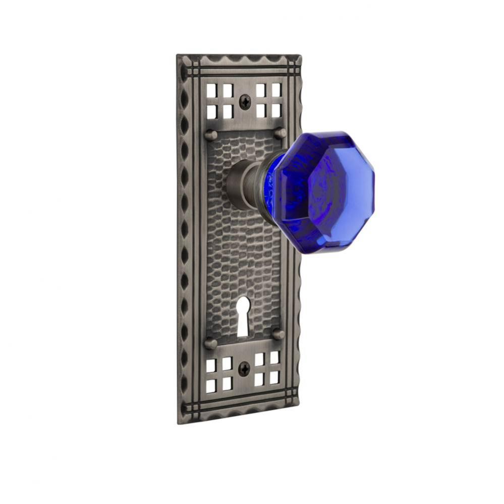 Nostalgic Warehouse Craftsman Plate Interior Mortise Waldorf Cobalt Door Knob in Antique Pewter