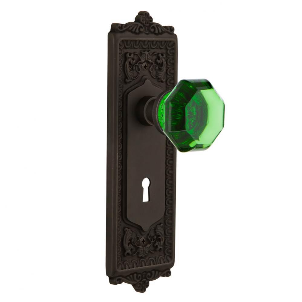 Nostalgic Warehouse Egg & Dart Plate Interior Mortise Waldorf Emerald Door Knob in Oil-Rubbed