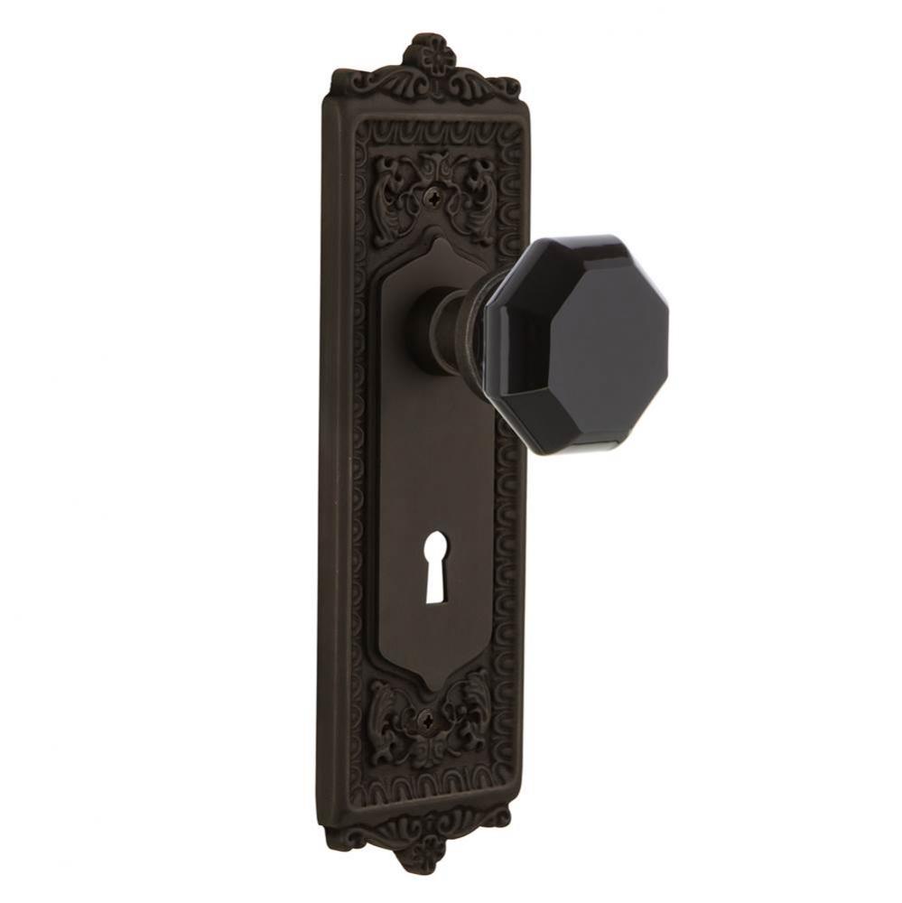 Nostalgic Warehouse Egg & Dart Plate Interior Mortise Waldorf Black Door Knob in Oil-Rubbed Br