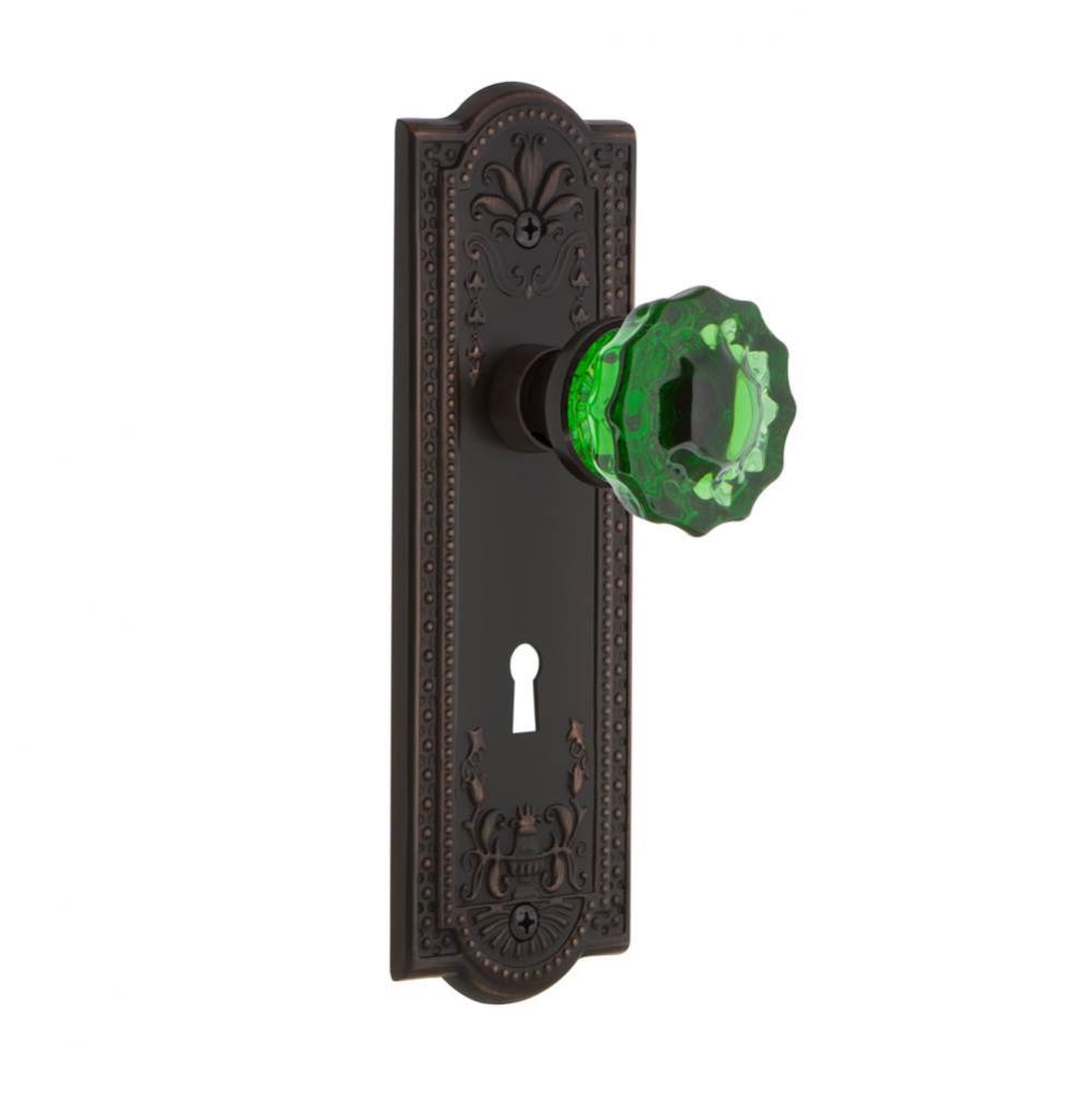 Nostalgic Warehouse Meadows Plate Interior Mortise Crystal Emerald Glass Door Knob in Timeless Bro