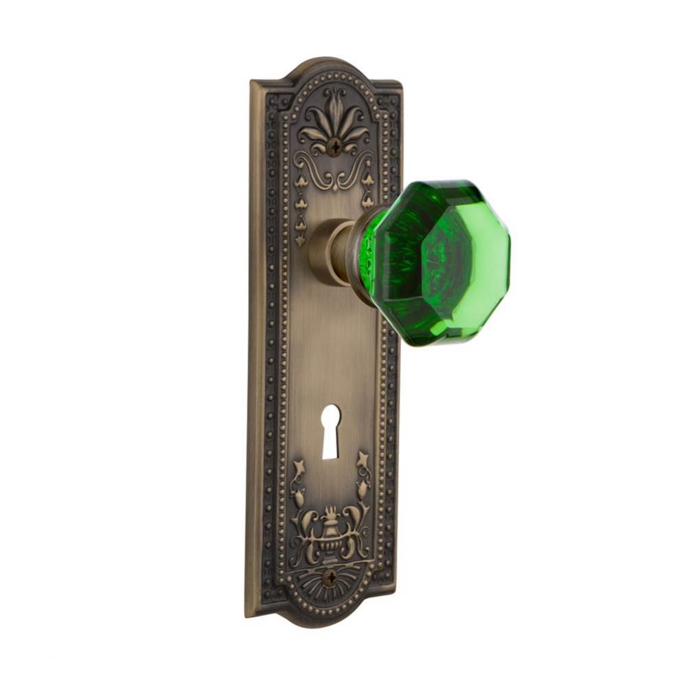 Nostalgic Warehouse Meadows Plate Interior Mortise Waldorf Emerald Door Knob in Antique Brass