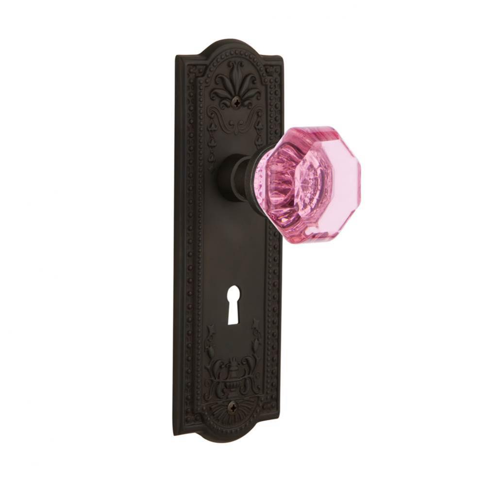 Nostalgic Warehouse Meadows Plate Interior Mortise Waldorf Pink Door Knob in Oil-Rubbed Bronze
