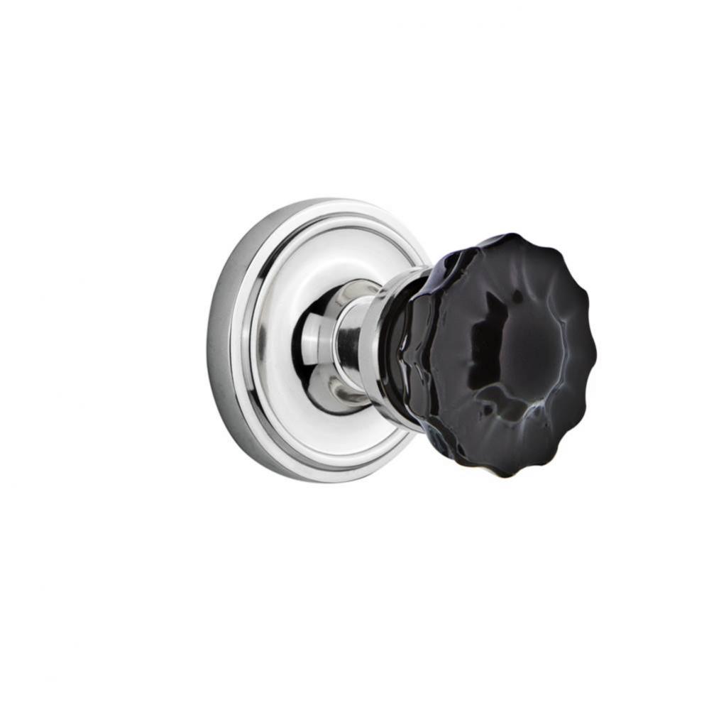 Nostalgic Warehouse Classic Rosette Passage Crystal Black Glass Door Knob in Bright Chrome