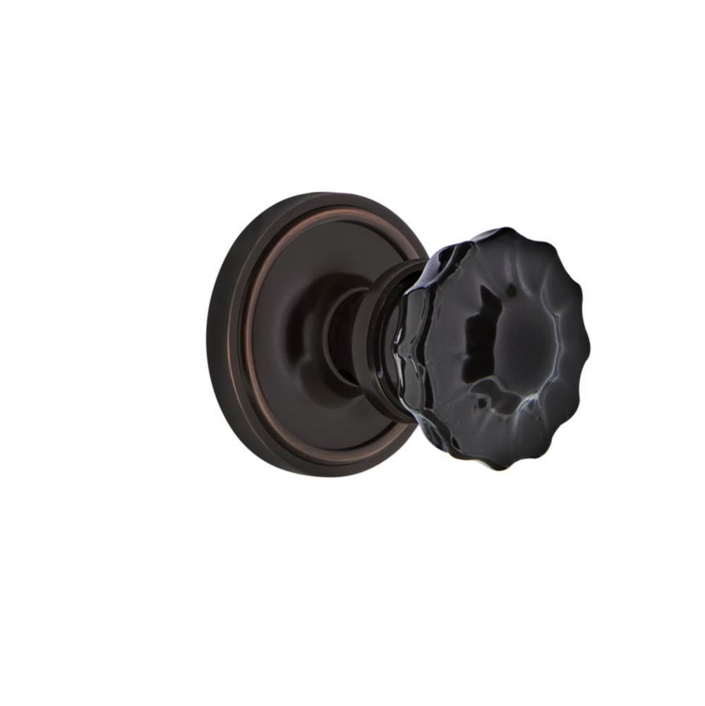 Nostalgic Warehouse Classic Rosette Passage Crystal Black Glass Door Knob in Timeless Bronze