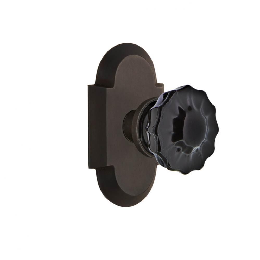 Nostalgic Warehouse Cottage Plate Passage Crystal Black Glass Door Knob in Oil-Rubbed Bronze