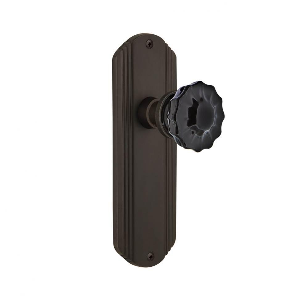 Nostalgic Warehouse Deco Plate Passage Crystal Black Glass Door Knob in Oil-Rubbed Bronze