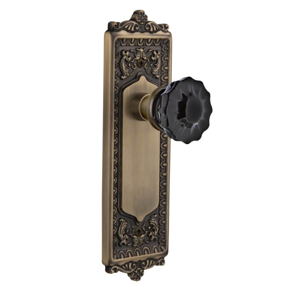 Nostalgic Warehouse Egg & Dart Plate Passage Crystal Black Glass Door Knob in Antique Brass