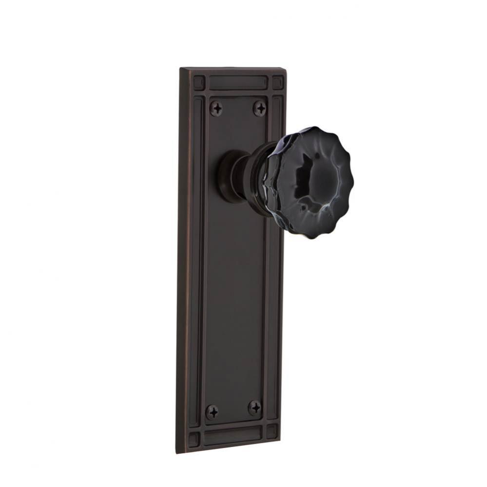 Nostalgic Warehouse Mission Plate Passage Crystal Black Glass Door Knob in Timeless Bronze