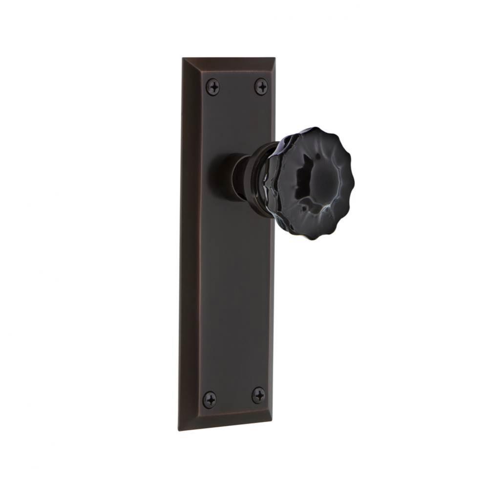 Nostalgic Warehouse New York Plate Passage Crystal Black Glass Door Knob in Timeless Bronze