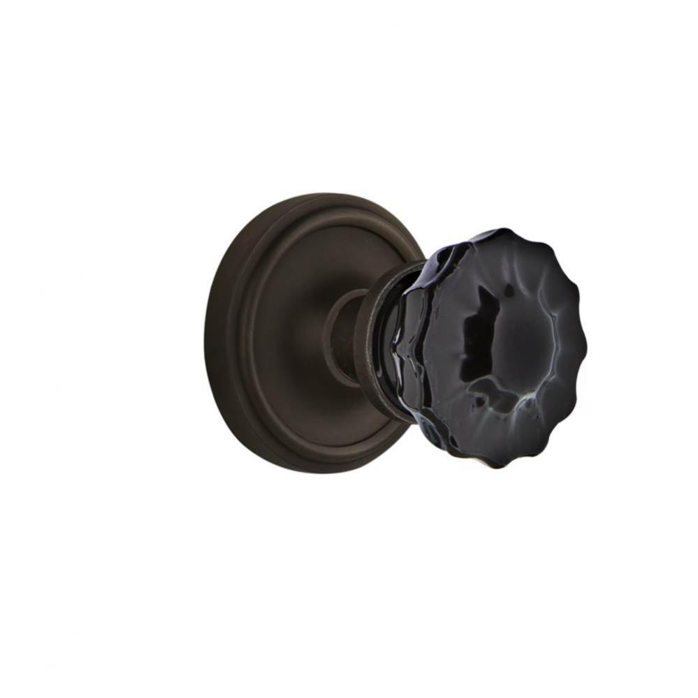 Nostalgic Warehouse Classic Rosette Single Dummy Crystal Black Glass Door Knob in Oil-Rubbed Bronz