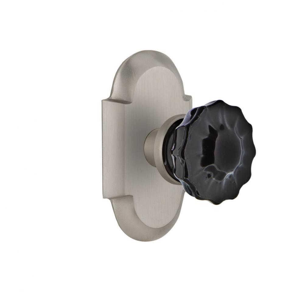 Nostalgic Warehouse Cottage Plate Single Dummy Crystal Black Glass Door Knob in Satin Nickel