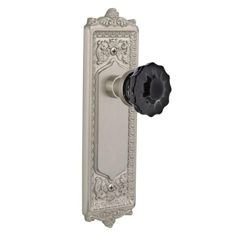 Nostalgic Warehouse Egg & Dart Plate Single Dummy Crystal Black Glass Door Knob in Satin Nicke