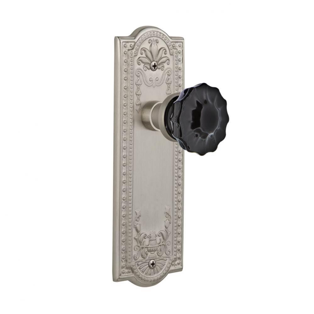 Nostalgic Warehouse Meadows Plate Single Dummy Crystal Black Glass Door Knob in Satin Nickel