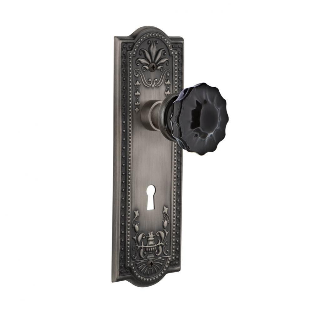 Nostalgic Warehouse Meadows Plate with Keyhole Single Dummy Crystal Black Glass Door Knob in Antiq