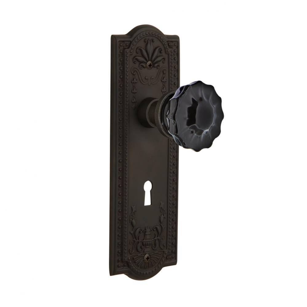 Nostalgic Warehouse Meadows Plate with Keyhole Single Dummy Crystal Black Glass Door Knob in Oil-R