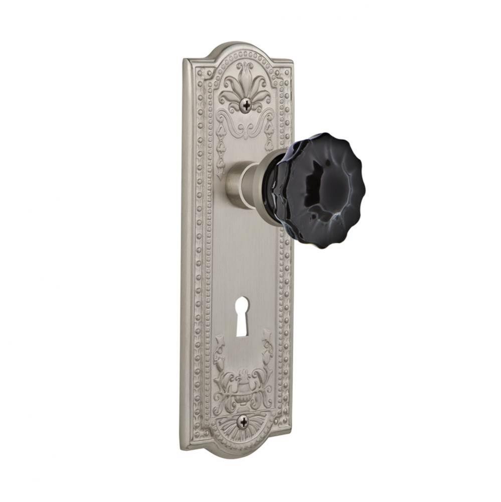 Nostalgic Warehouse Meadows Plate with Keyhole Single Dummy Crystal Black Glass Door Knob in Satin