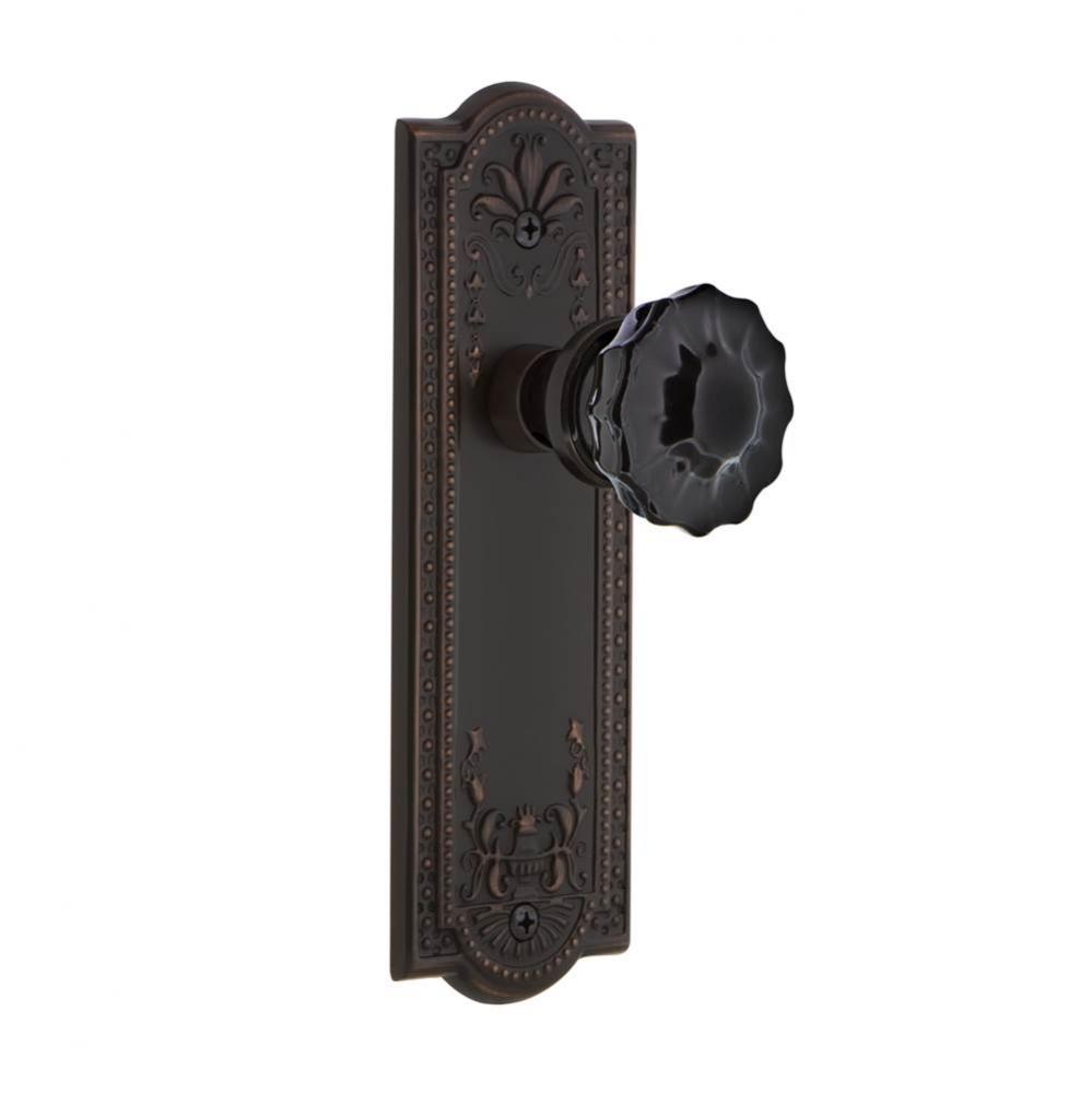 Nostalgic Warehouse Meadows Plate Double Dummy Crystal Black Glass Door Knob in Timeless Bronze