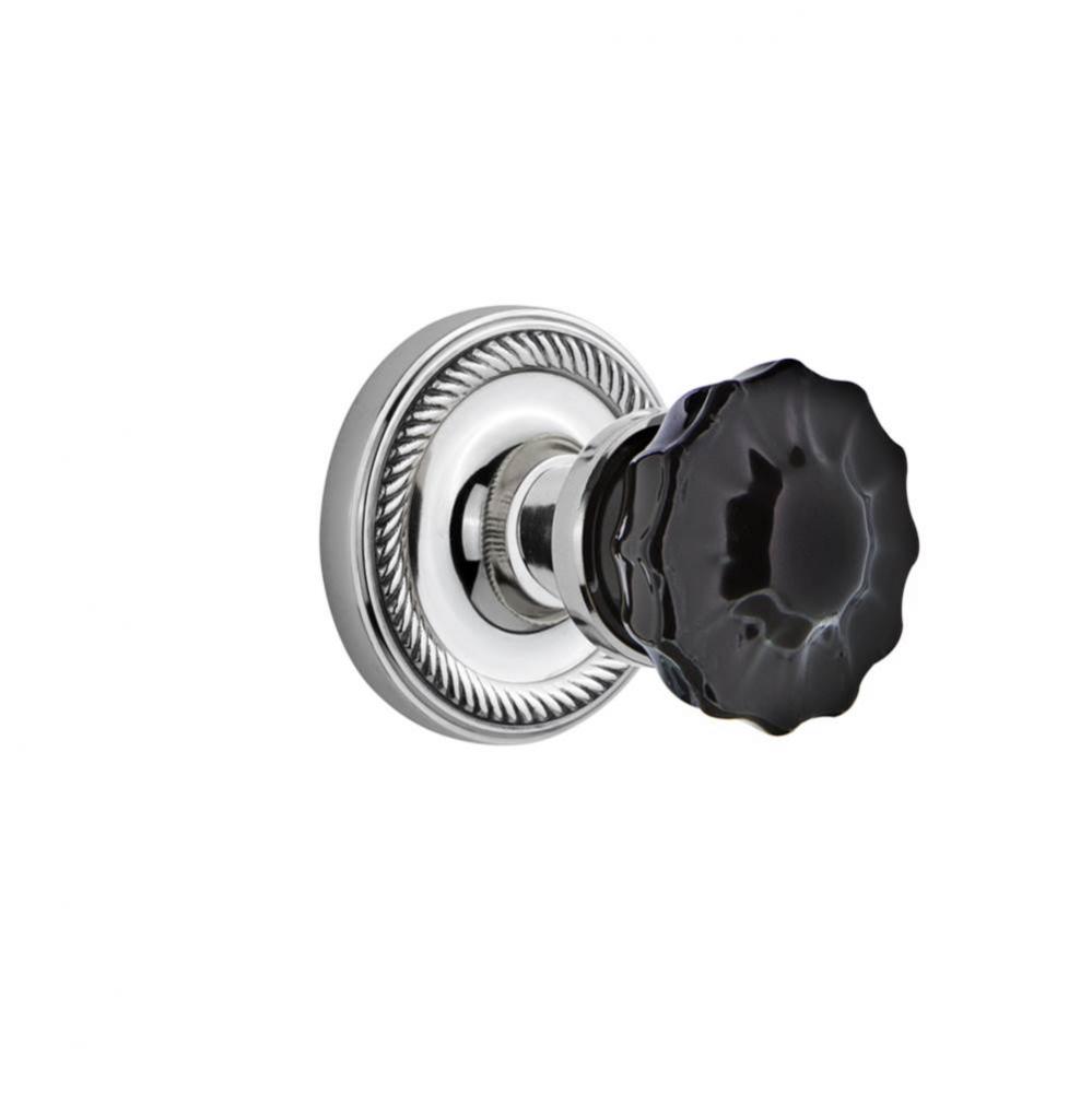 Nostalgic Warehouse Rope Rosette Double Dummy Crystal Black Glass Door Knob in Bright Chrome