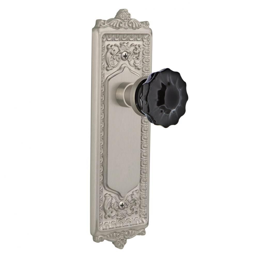 Nostalgic Warehouse Egg & Dart Plate Privacy Crystal Black Glass Door Knob in Satin Nickel