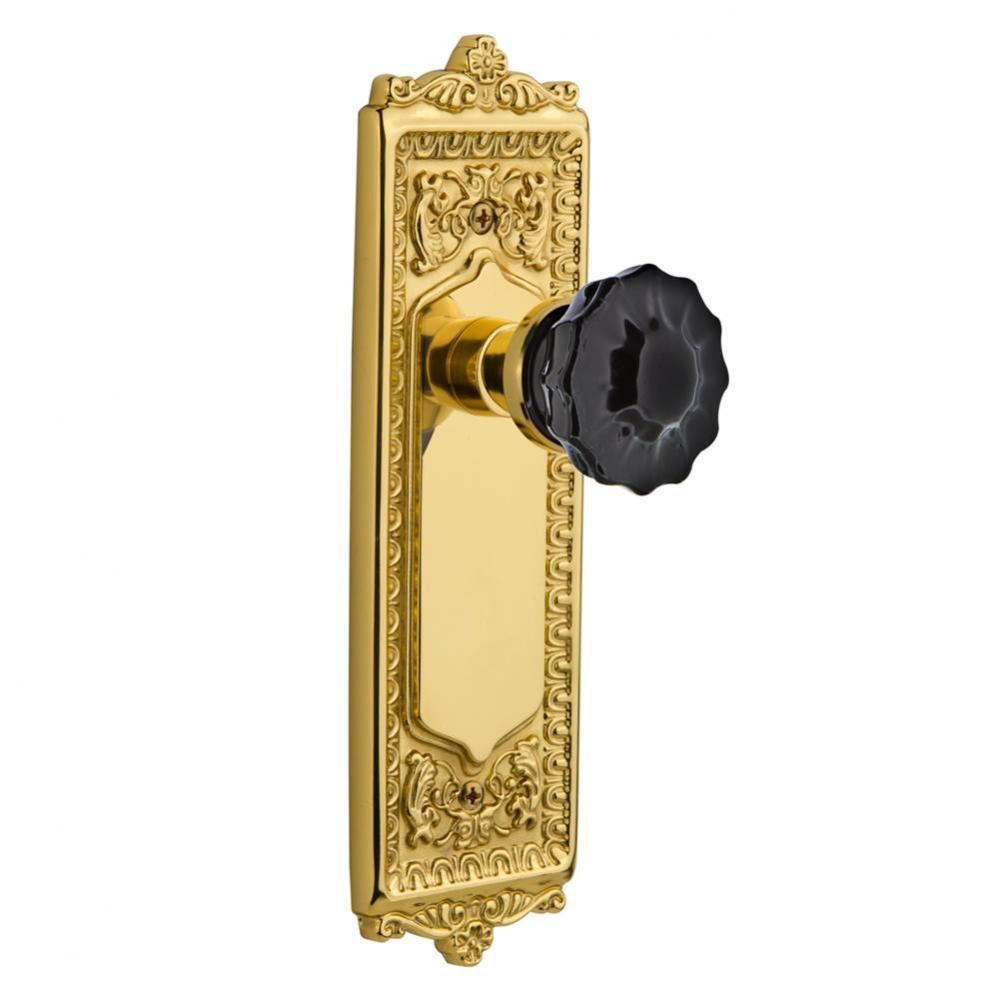 Nostalgic Warehouse Egg & Dart Plate Privacy Crystal Black Glass Door Knob in Unlaquered Brass