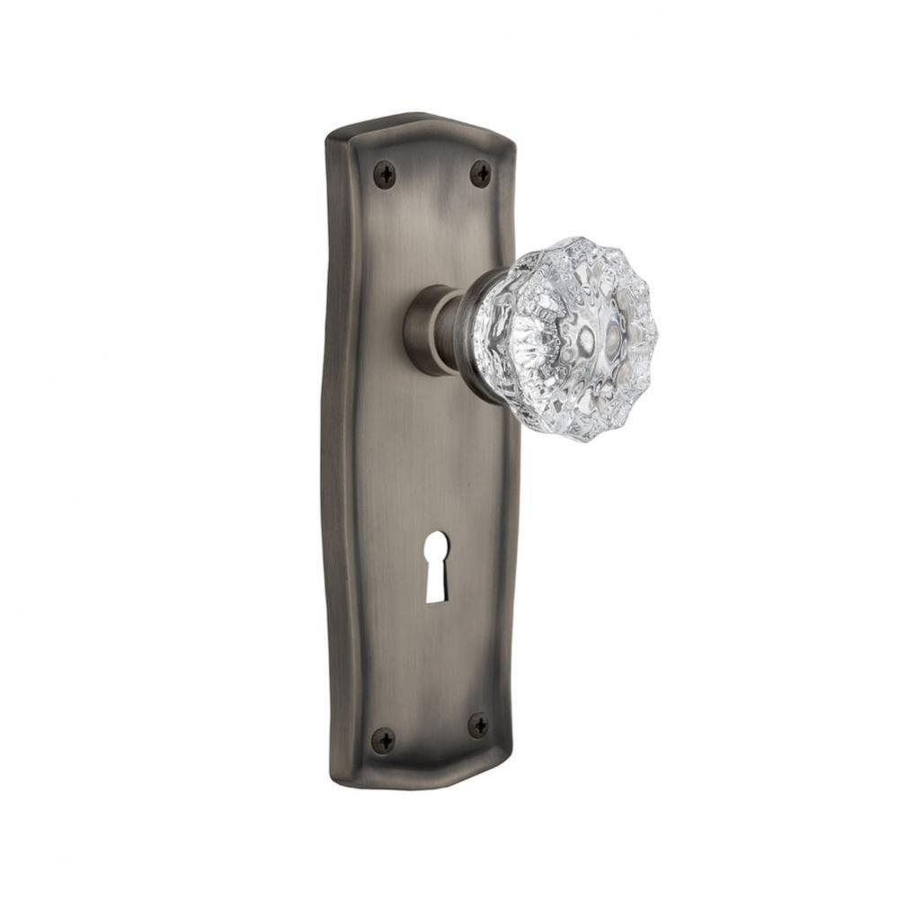 Nostalgic Warehouse Prairie Plate with Keyhole Single Dummy Crystal Glass Door Knob in Antique Pew