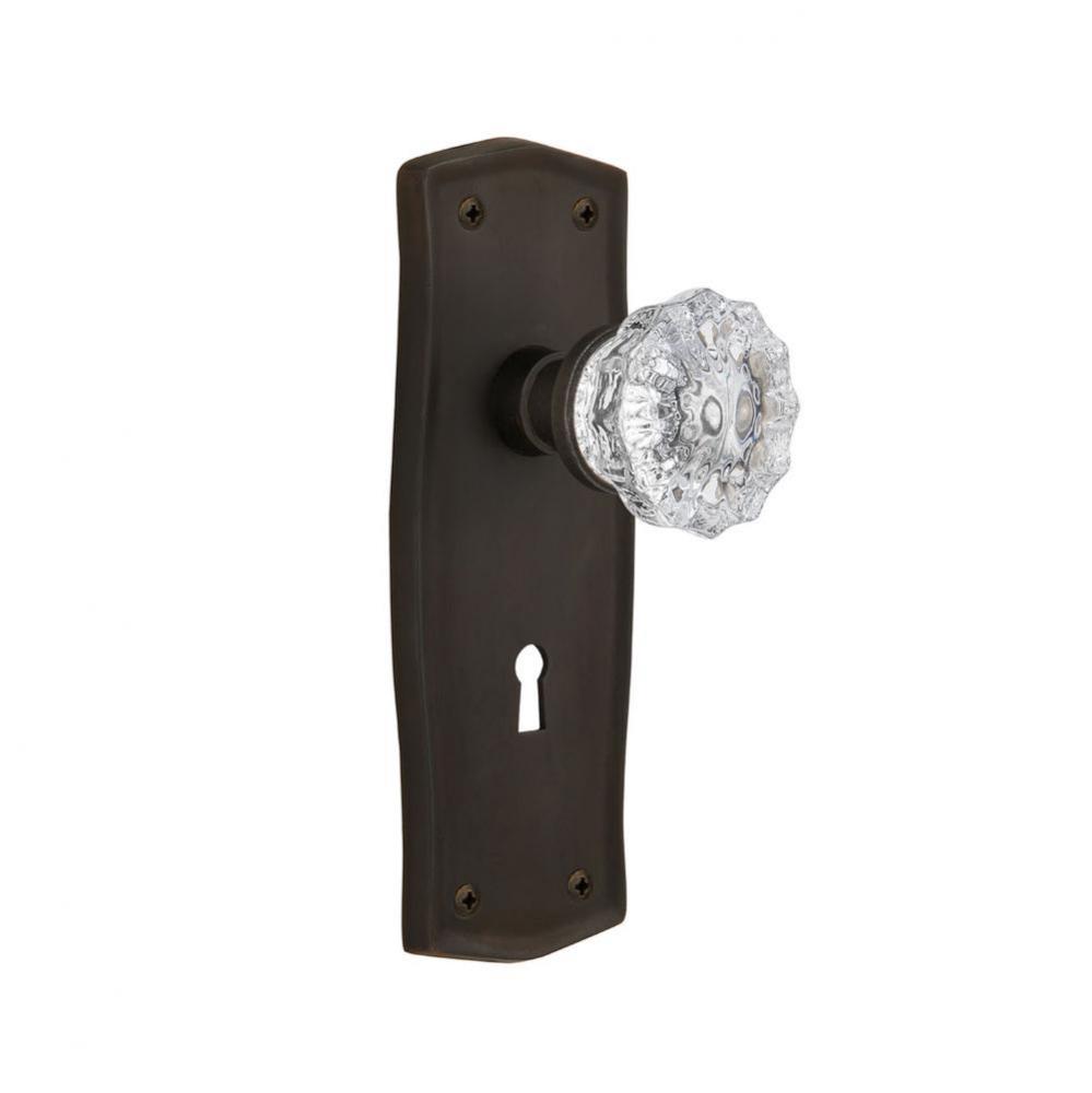 Nostalgic Warehouse Prairie Plate with Keyhole Single Dummy Crystal Glass Door Knob in Oil-Rubbed