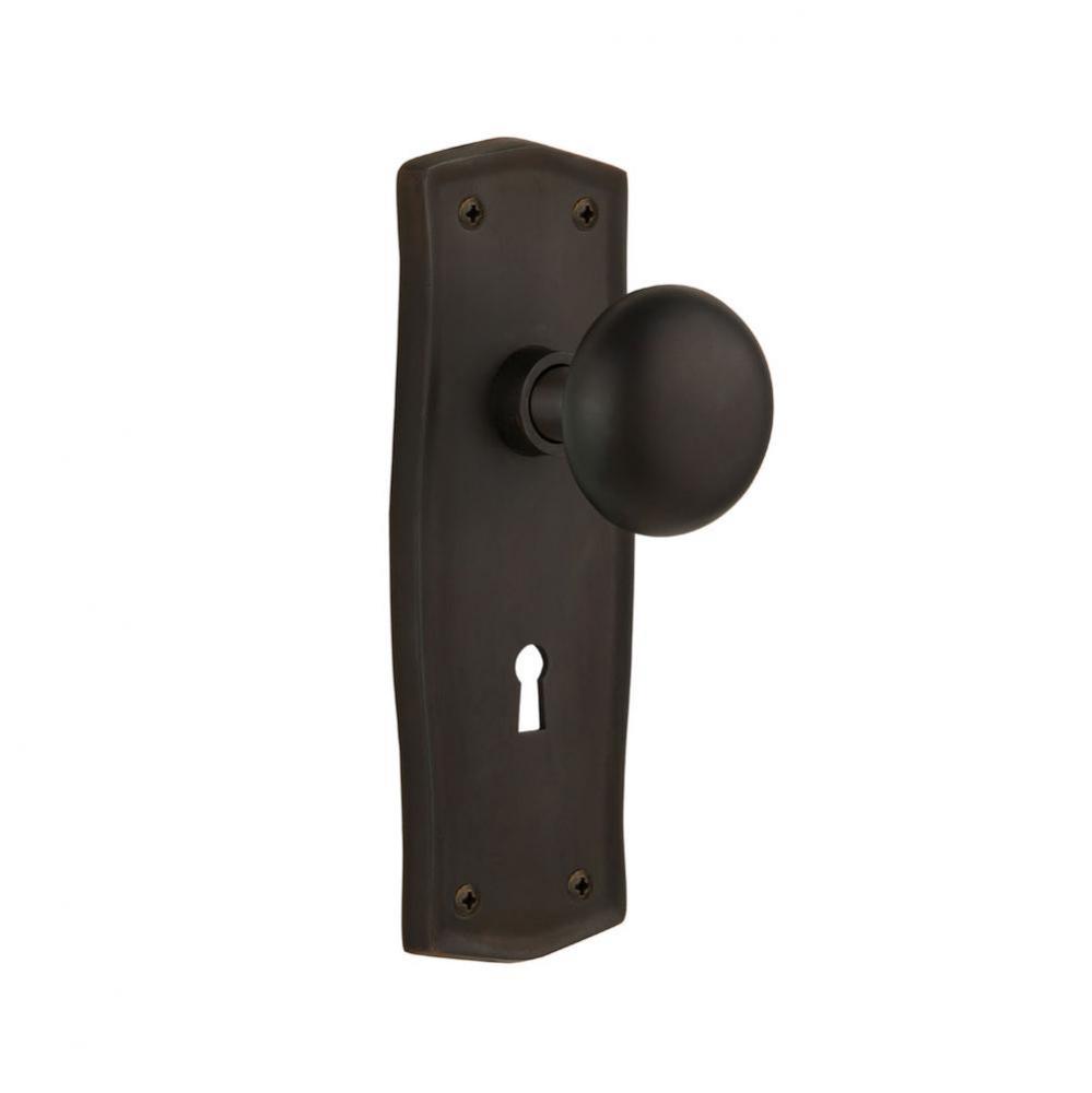 Nostalgic Warehouse Prairie Plate with Keyhole Single Dummy New York Door Knob in Oil-Rubbed Bronz