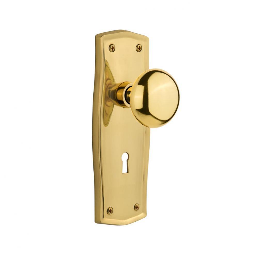 Nostalgic Warehouse Prairie Plate with Keyhole Passage New York Door Knob in Polished Brass