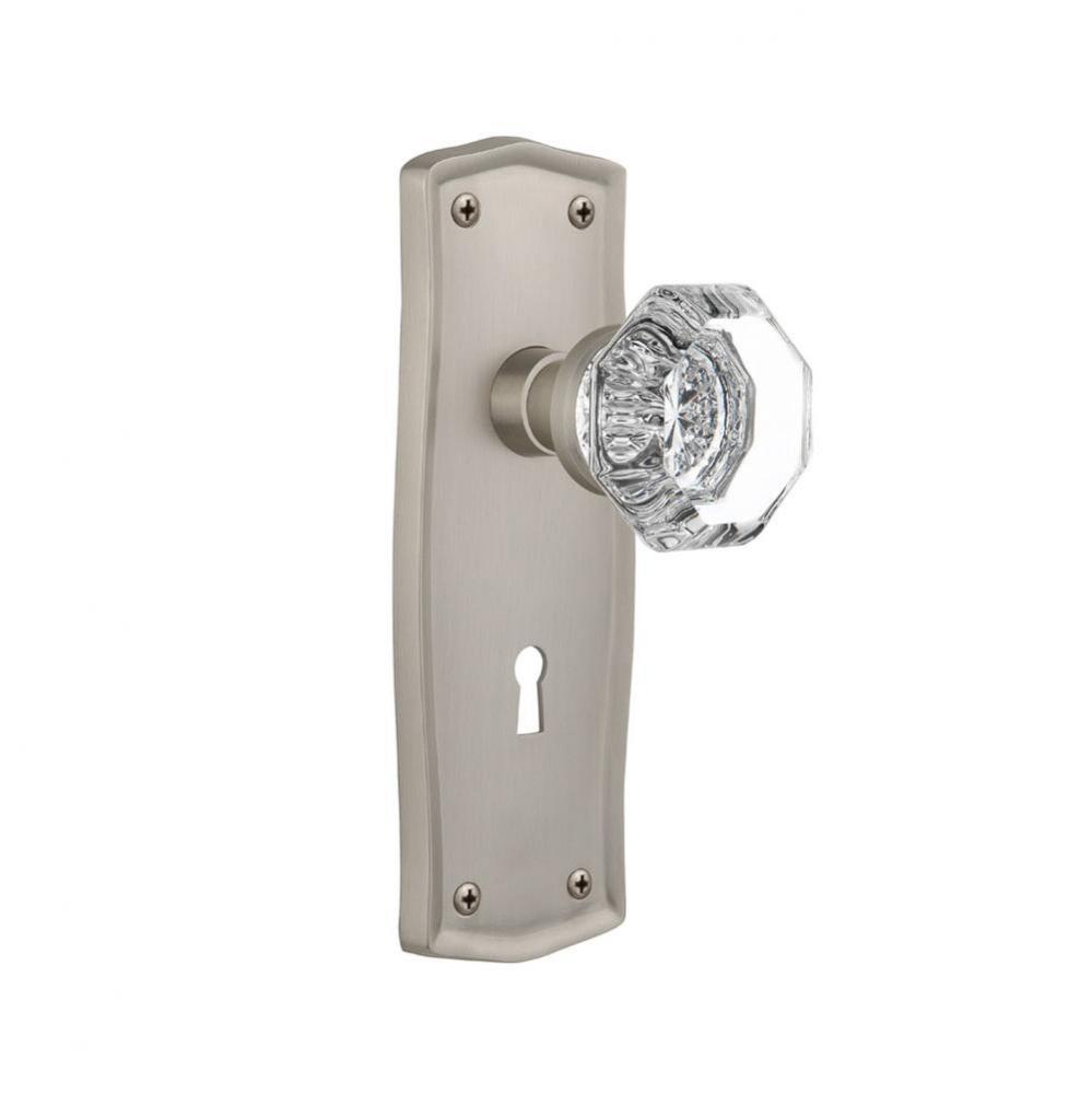 Nostalgic Warehouse Prairie Plate with Keyhole Passage Waldorf Door Knob in Satin Nickel