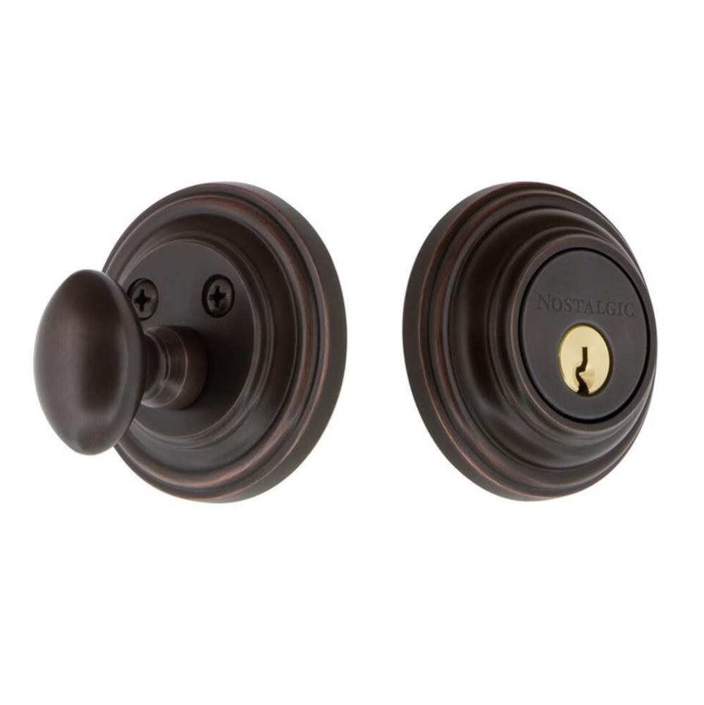 Nostalgic Warehouse Classic Rosette Single Cylinder Deadbolt in Timeless Bronze