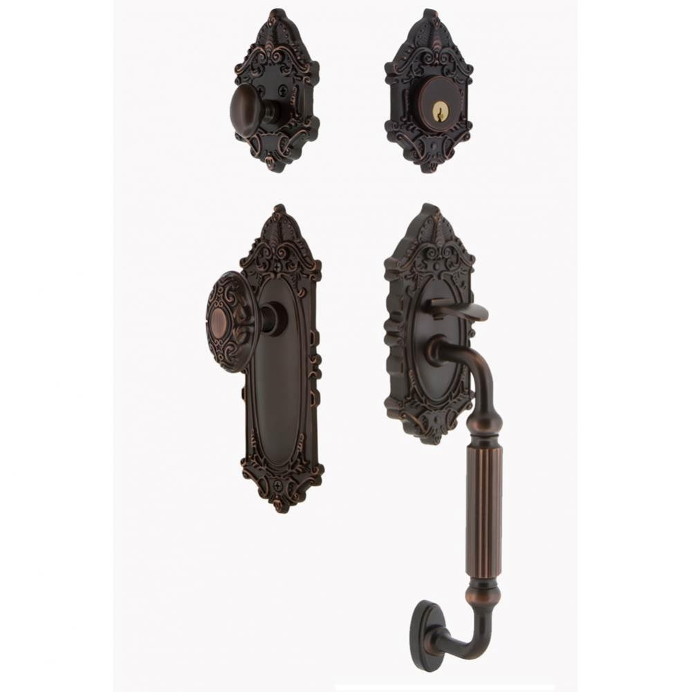 Nostalgic Warehouse Victorian Plate F Grip Entry Set Victorian Knob in Timeless Bronze