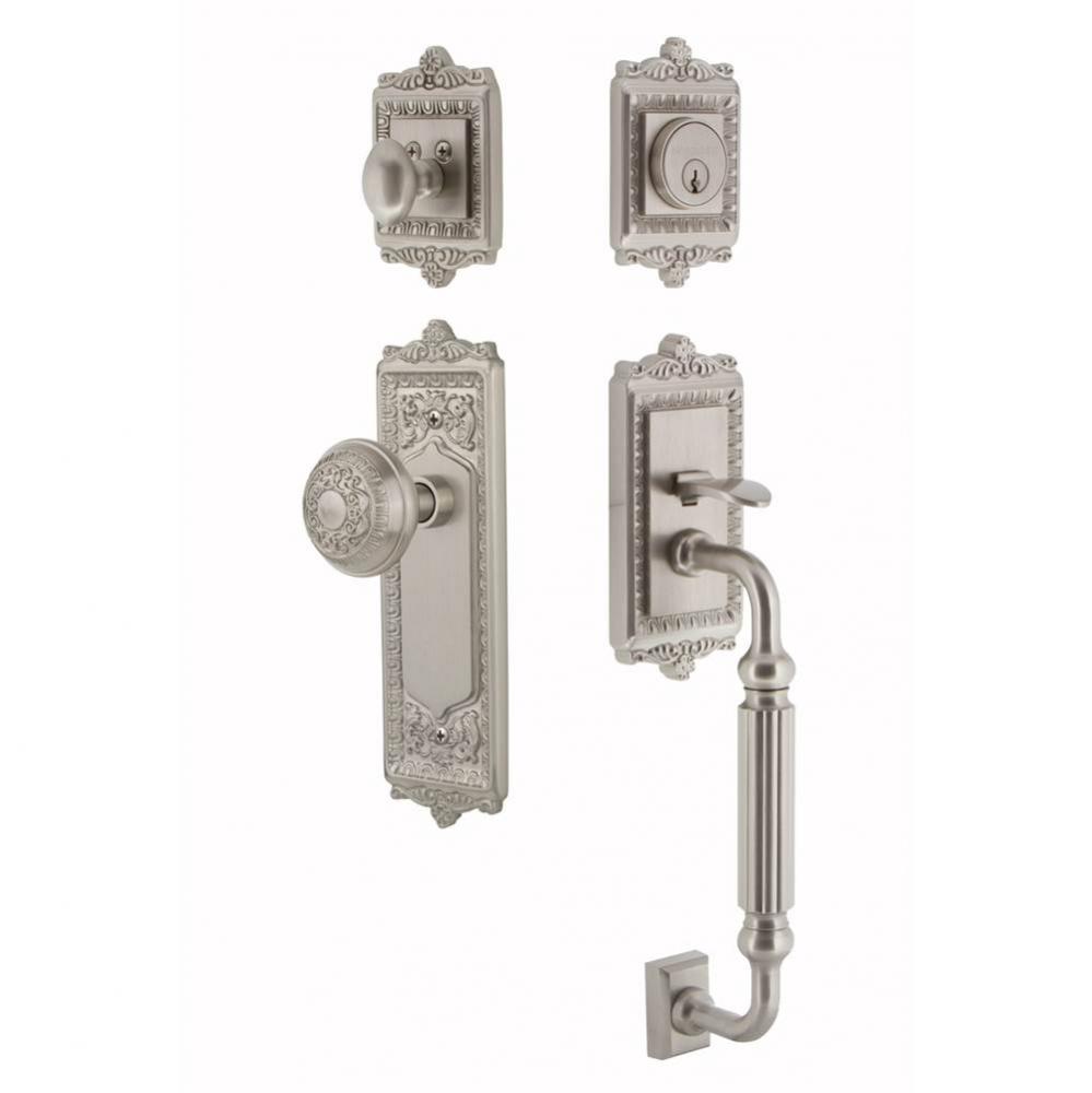 Nostalgic Warehouse Egg and Dart Plate F Grip Entry Set Egg and Dart Knob in Satin Nickel