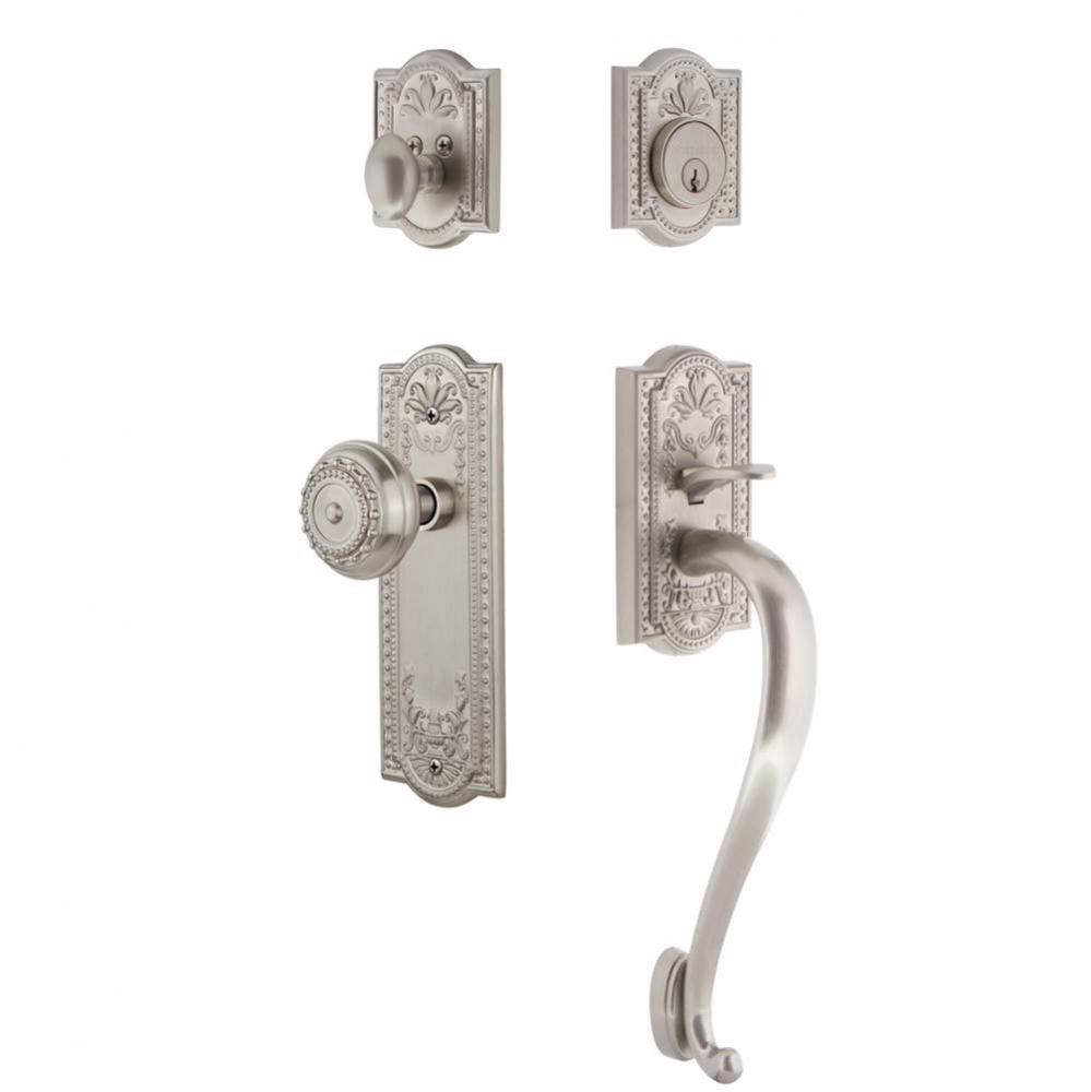 Nostalgic Warehouse Meadows Plate S Grip Entry Set Meadows Knob in Satin Nickel