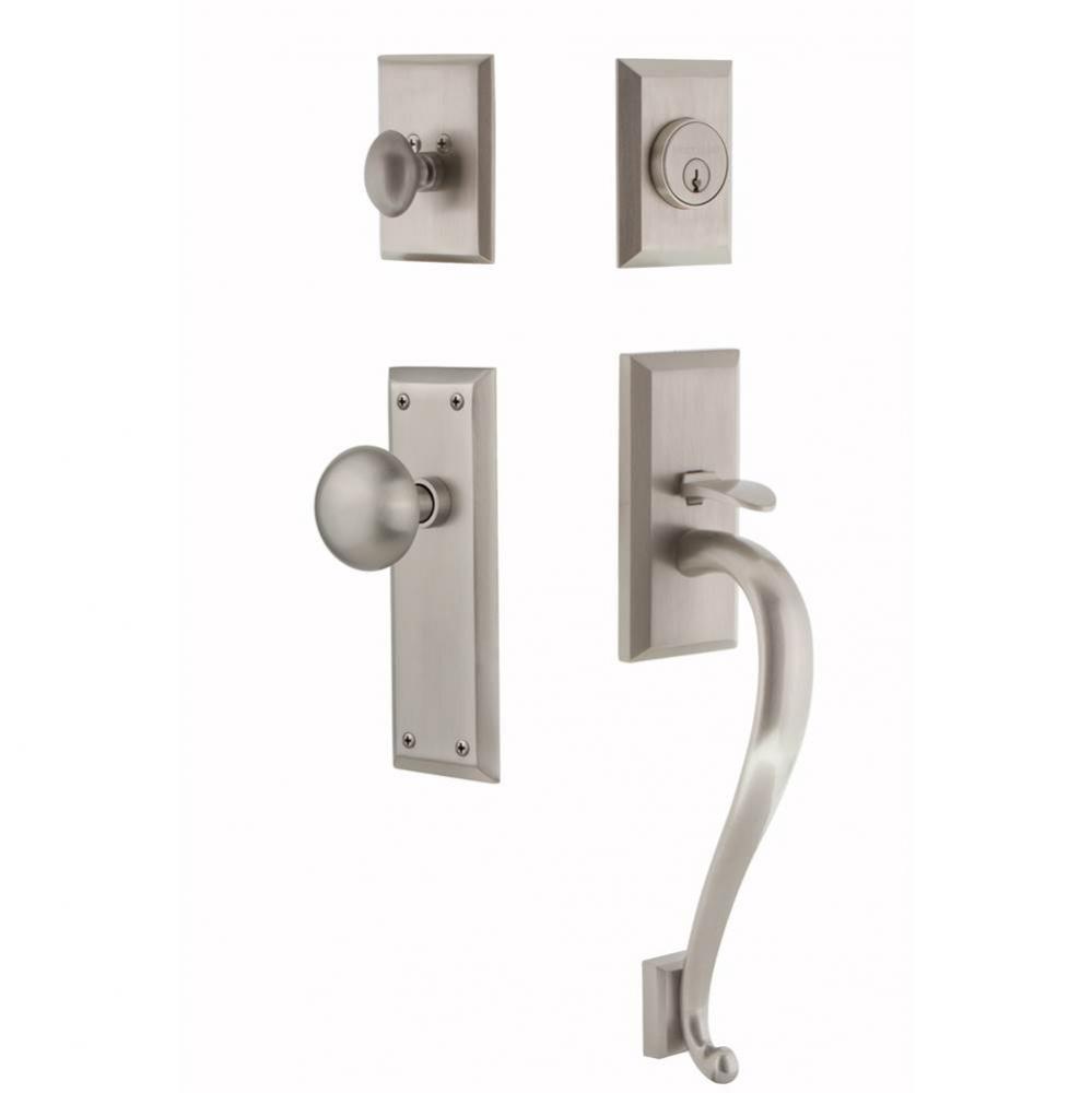 Nostalgic Warehouse New York Plate S Grip Entry Set New York Knob in Satin Nickel