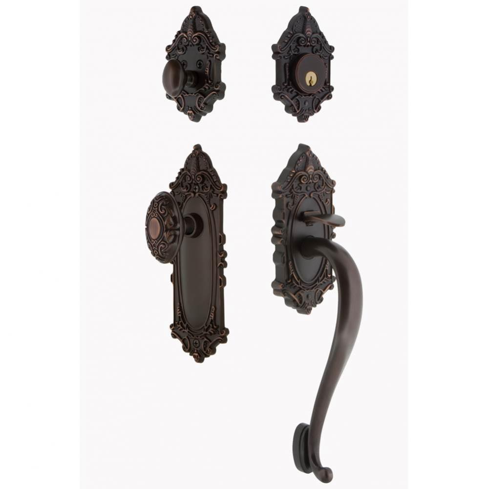 Nostalgic Warehouse Victorian Plate S Grip Entry Set Victorian Knob in Timeless Bronze