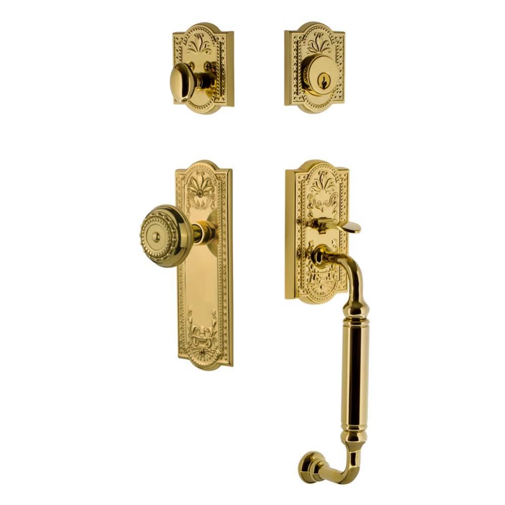 Nostalgic Warehouse Meadows Plate C Grip Entry Set Meadows Knob in Lifetime Brass