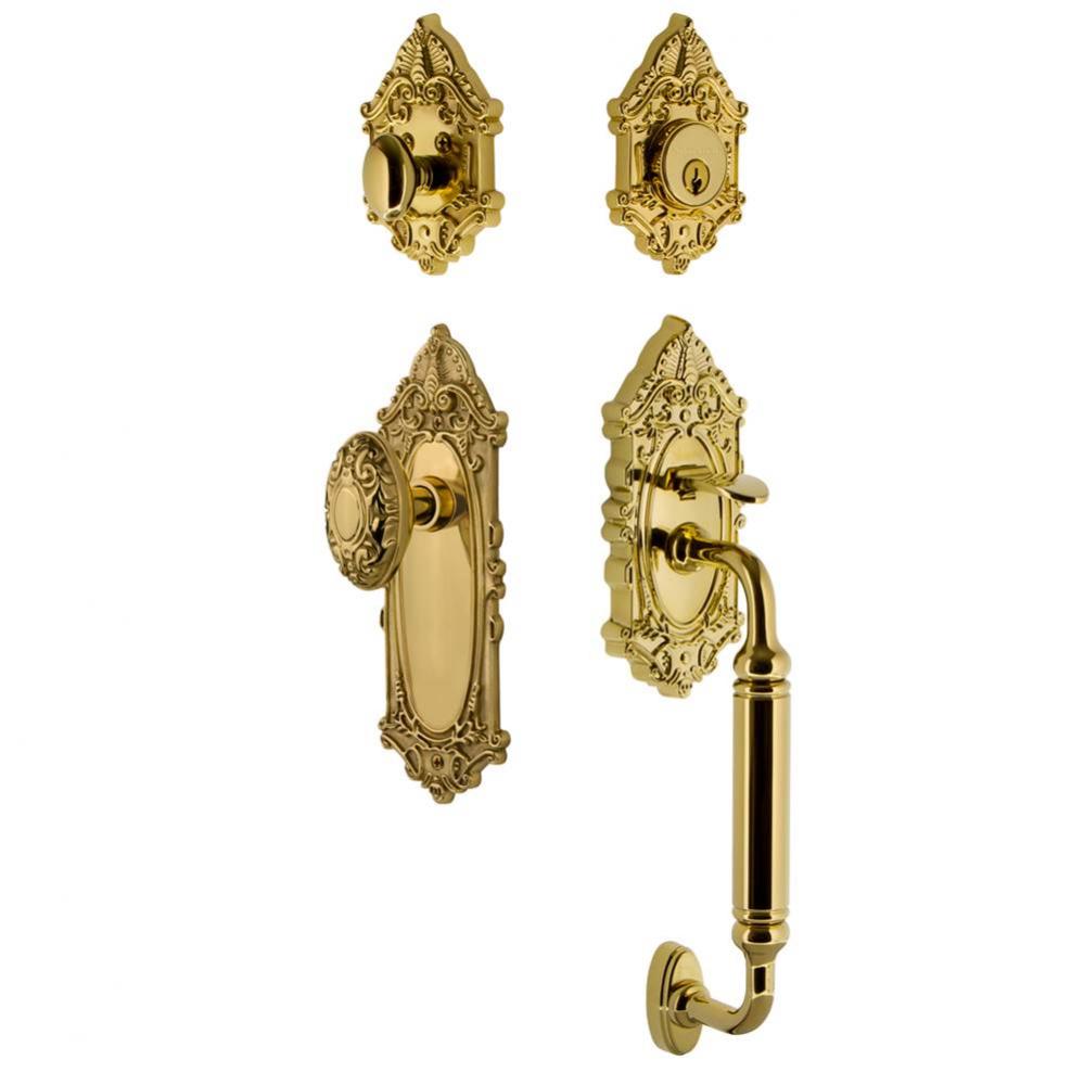 Nostalgic Warehouse Victorian Plate C Grip Entry Set Victorian Knob in Lifetime Brass