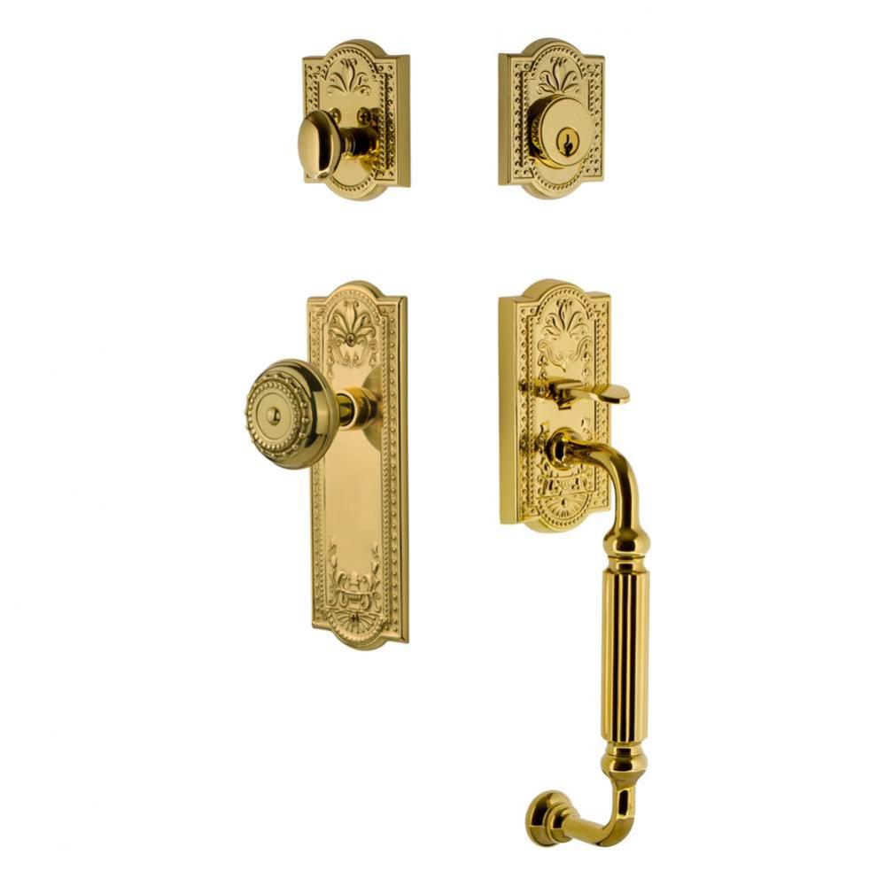 Nostalgic Warehouse Meadows Plate F Grip Entry Set Meadows Knob in Lifetime Brass