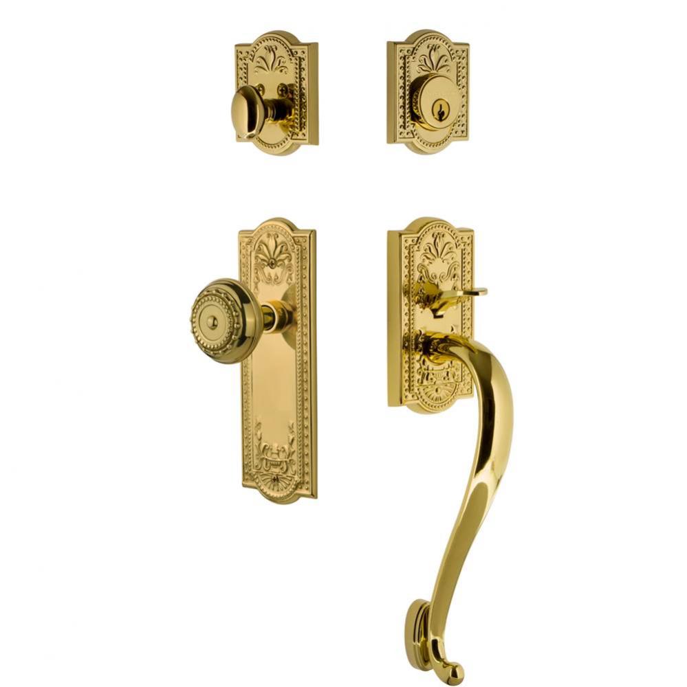 Nostalgic Warehouse Meadows Plate S Grip Entry Set Meadows Knob in Lifetime Brass