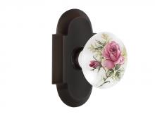 Nostalgic Warehouse 700245 - Nostalgic Warehouse Cottage Plate Passage White Rose Porcelain Door Knob in Timeless Bronze