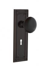 Nostalgic Warehouse 700433 - Nostalgic Warehouse Mission Plate with Keyhole Passage Black Porcelain Door Knob in Timeless Bronz