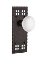 Nostalgic Warehouse 700535 - Nostalgic Warehouse Craftsman Plate Single Dummy White Porcelain Door Knob in Timeless Bronze