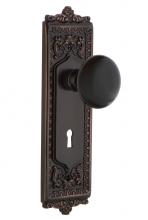 Nostalgic Warehouse 700673 - Nostalgic Warehouse Egg & Dart Plate with Keyhole Single Dummy Black Porcelain Door Knob in Ti