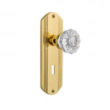 Nostalgic Warehouse 701119 - Nostalgic Warehouse Deco Plate Interior Mortise Crystal Glass Door Knob in Polished Brass
