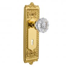 Nostalgic Warehouse 701212 - Nostalgic Warehouse Egg & Dart Plate with Keyhole Single Dummy Crystal Glass Door Knob in Poli